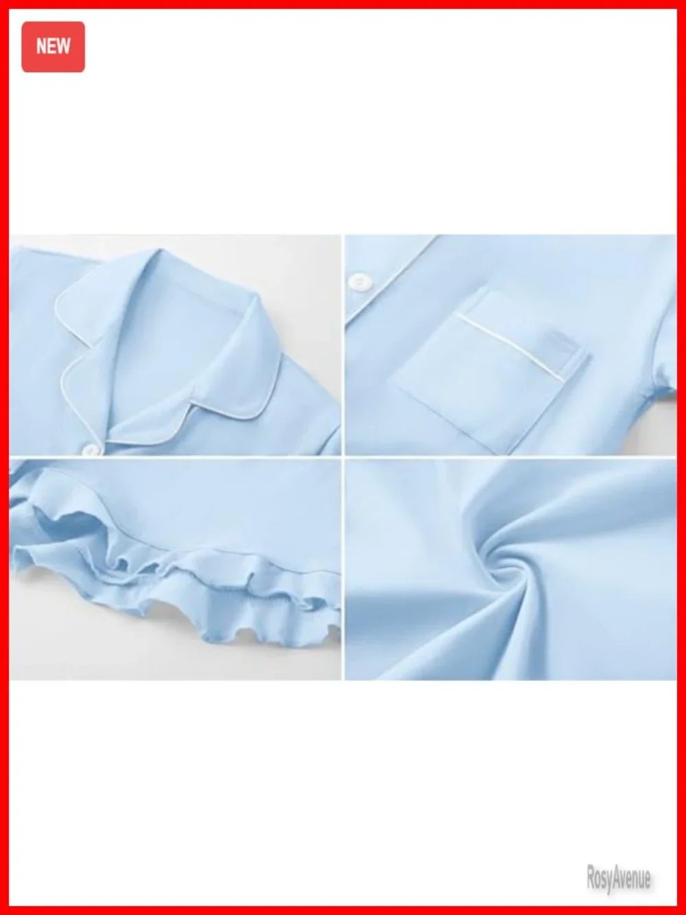 100% Cotton Button Down Pajama Set with Ruffled Shorts